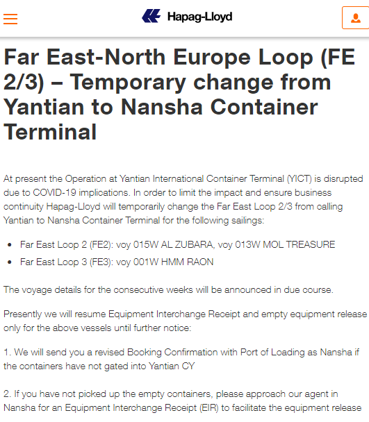 近40艘集裝箱船在等待，100條航線受到影響，鹽田港擁堵至少需一周才能解除