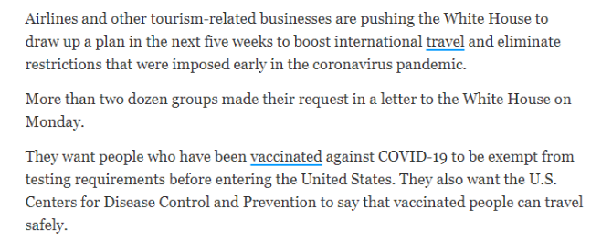 重磅！美中兩國或于5月1日解除旅行限制、疫苗護照互認不用隔離 