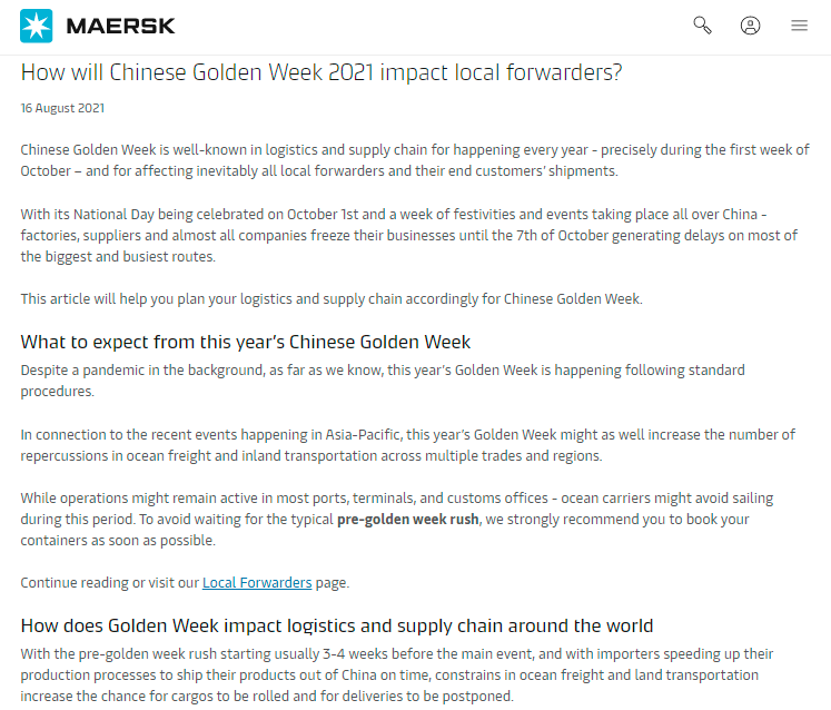 黃金周！馬士基建議盡快預(yù)訂集裝箱！多家船公司開始征收上調(diào)多項附加費