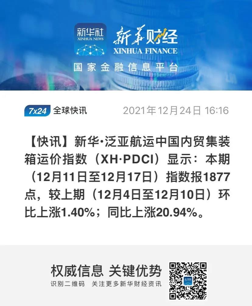 【內(nèi)貿(mào)】最新新華·泛亞航運(yùn)中國內(nèi)貿(mào)集裝箱運(yùn)價(jià)指數(shù)