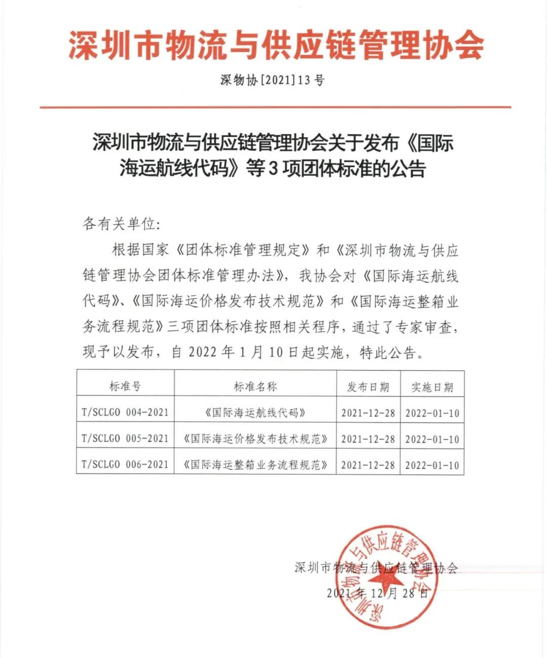 重磅！《國際海運航線代碼》《國際海運價格發(fā)布技術規(guī)范》等三項團體標準正式發(fā)布！