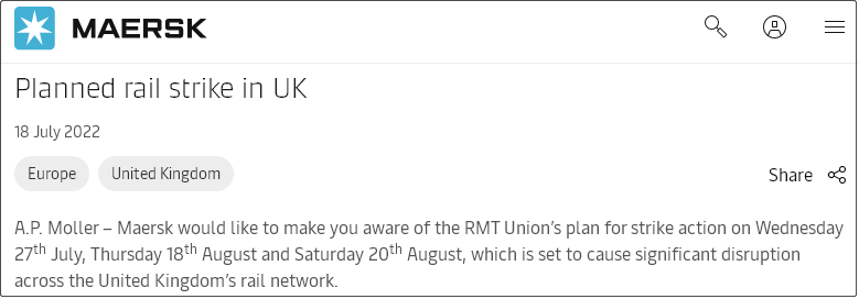 注意！卡車司機(jī)罷工封鎖碼頭入口，4萬名鐵路工人計(jì)劃進(jìn)行三次罷工，船公司發(fā)布預(yù)警