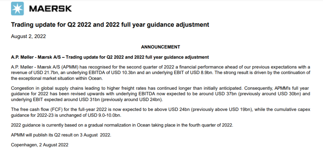 拜登又要眼紅了！全球航運巨頭上調(diào)全年利潤指引至310億美元
