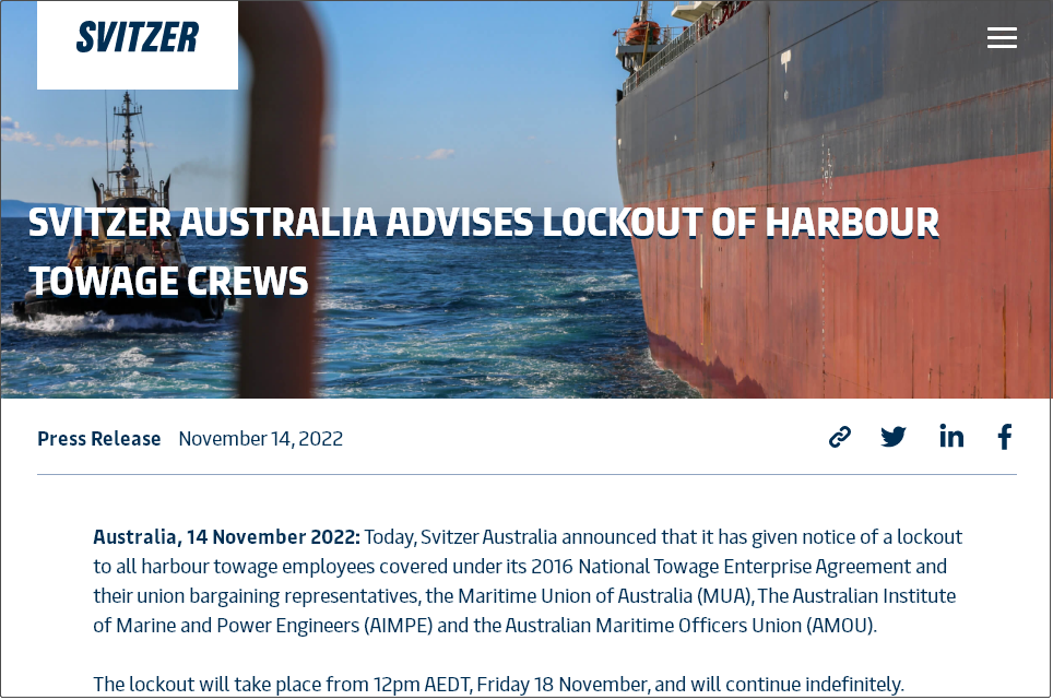 注意！該國最大拖輪公司要求所有員工無限期停工，17個(gè)港口將受影響