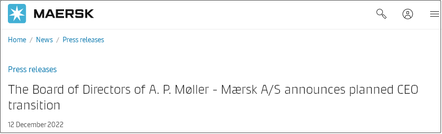 重磅！馬士基換帥，首席執(zhí)行官施索仁將于年底卸任