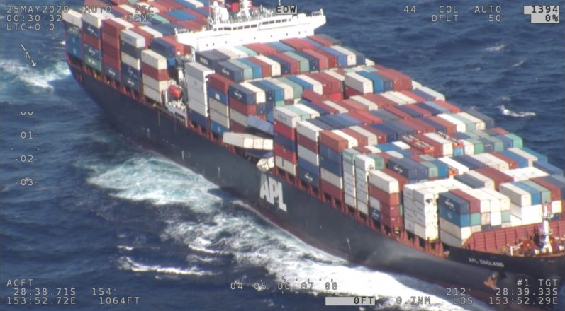 “APL England”號50個集裝箱落水 原因查明！