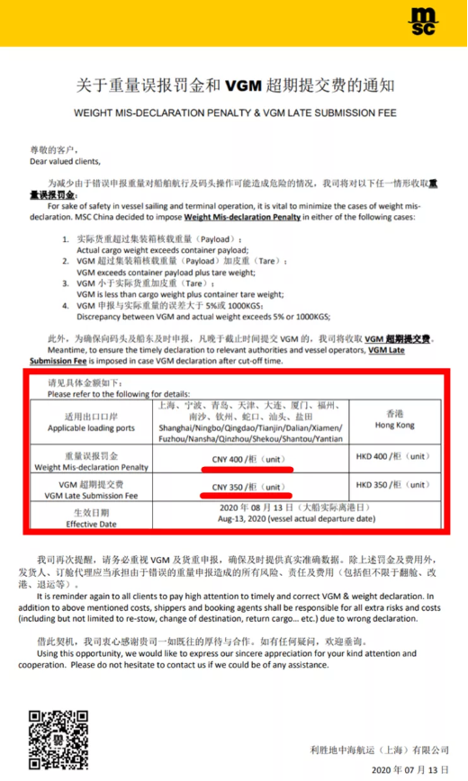 注意！該國(guó)將嚴(yán)格執(zhí)行集裝箱重量VGM要求，船公司將收取罰金