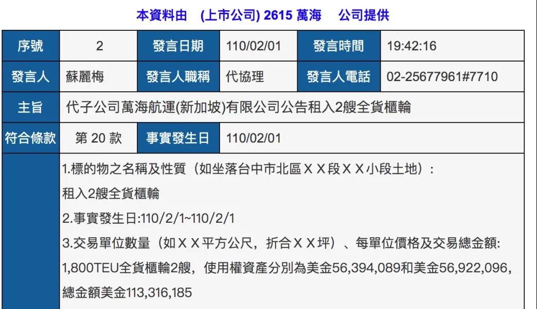 萬(wàn)海航運(yùn)又買(mǎi)船訂箱，將拓展跨太航線！