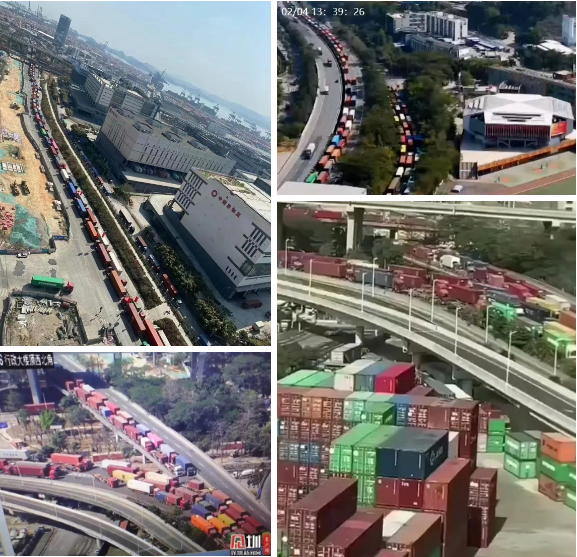 注意！鹽田港擁堵嚴(yán)重！采取交通管制！出貨高峰期，貨柜車排到了高速...