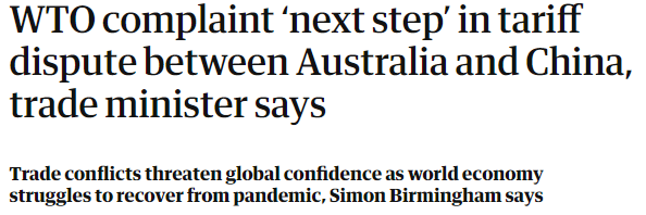 中澳貿(mào)易摩擦再升級(jí)！澳洲：要把中國(guó)告上WTO！中國(guó)：限制澳多個(gè)產(chǎn)業(yè)的進(jìn)口！