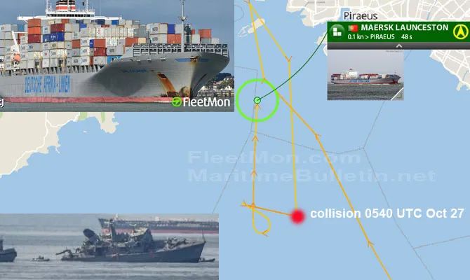 馬士基集裝箱船將希臘軍艦撞成兩截！
